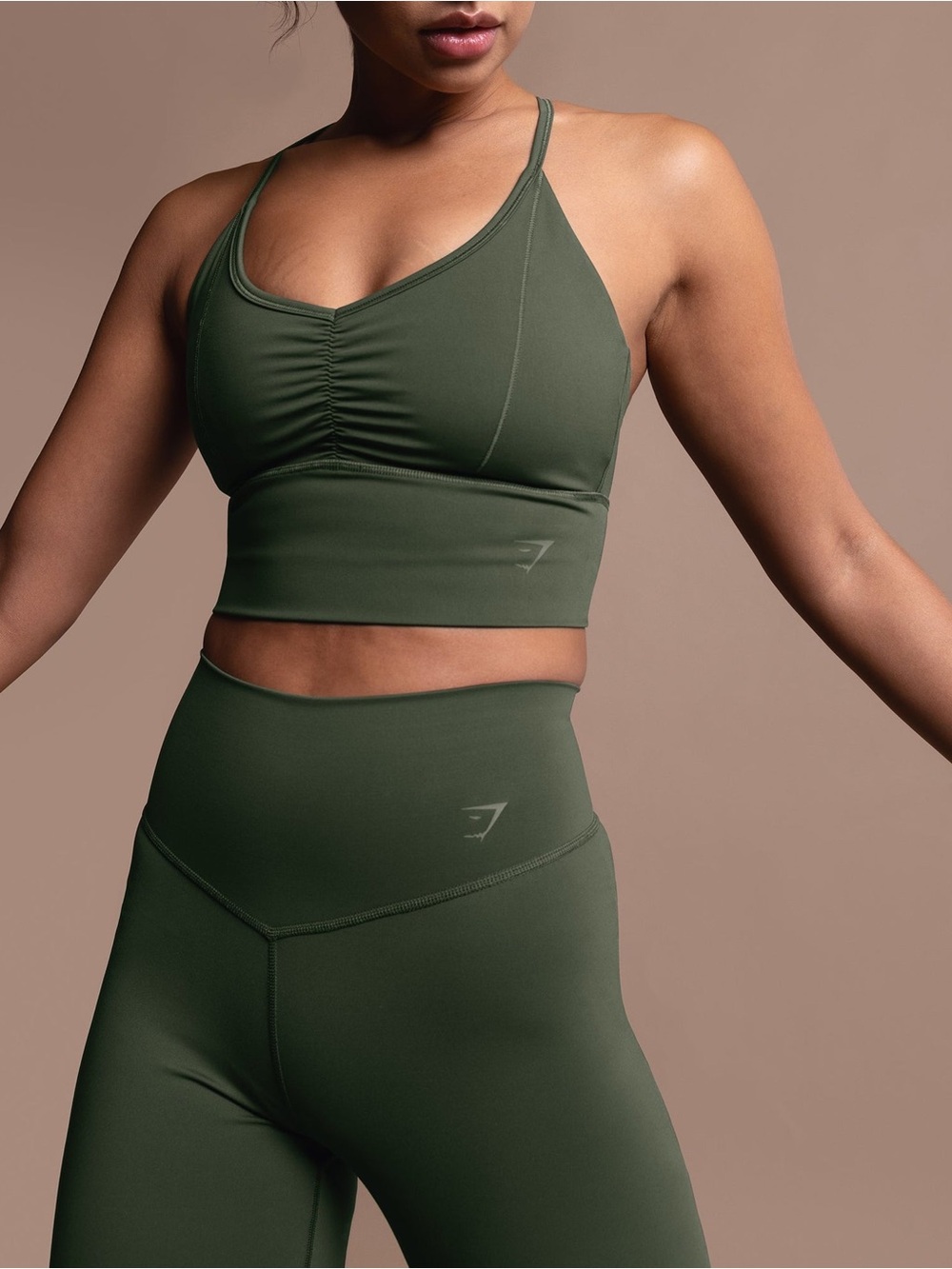 Gymshark High-Waist Leggings in Olive Green